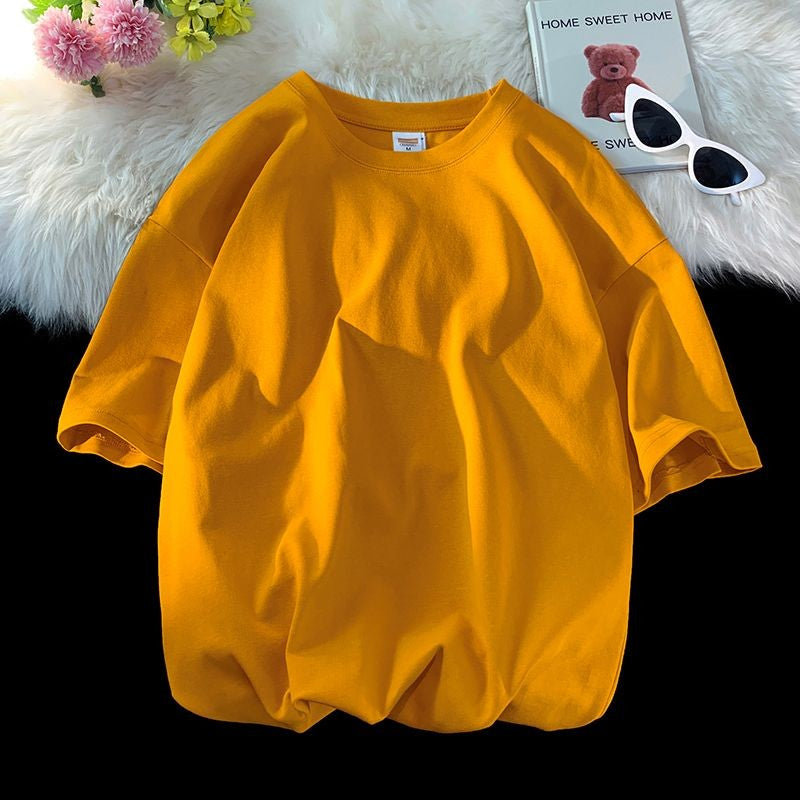 Novo verão masculino t camisa moda sólida básico solto hip hop manga curta ca