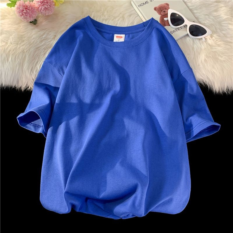 Novo verão masculino t camisa moda sólida básico solto hip hop manga curta ca