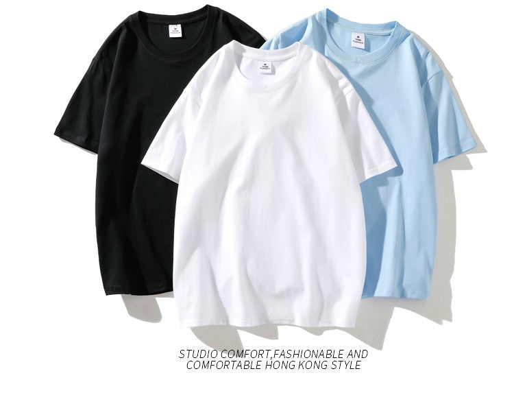 Novo verão masculino t camisa moda sólida básico solto hip hop manga curta ca