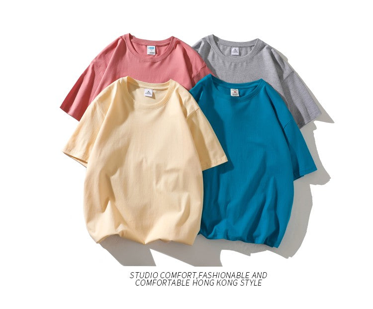 Novo verão masculino t camisa moda sólida básico solto hip hop manga curta ca