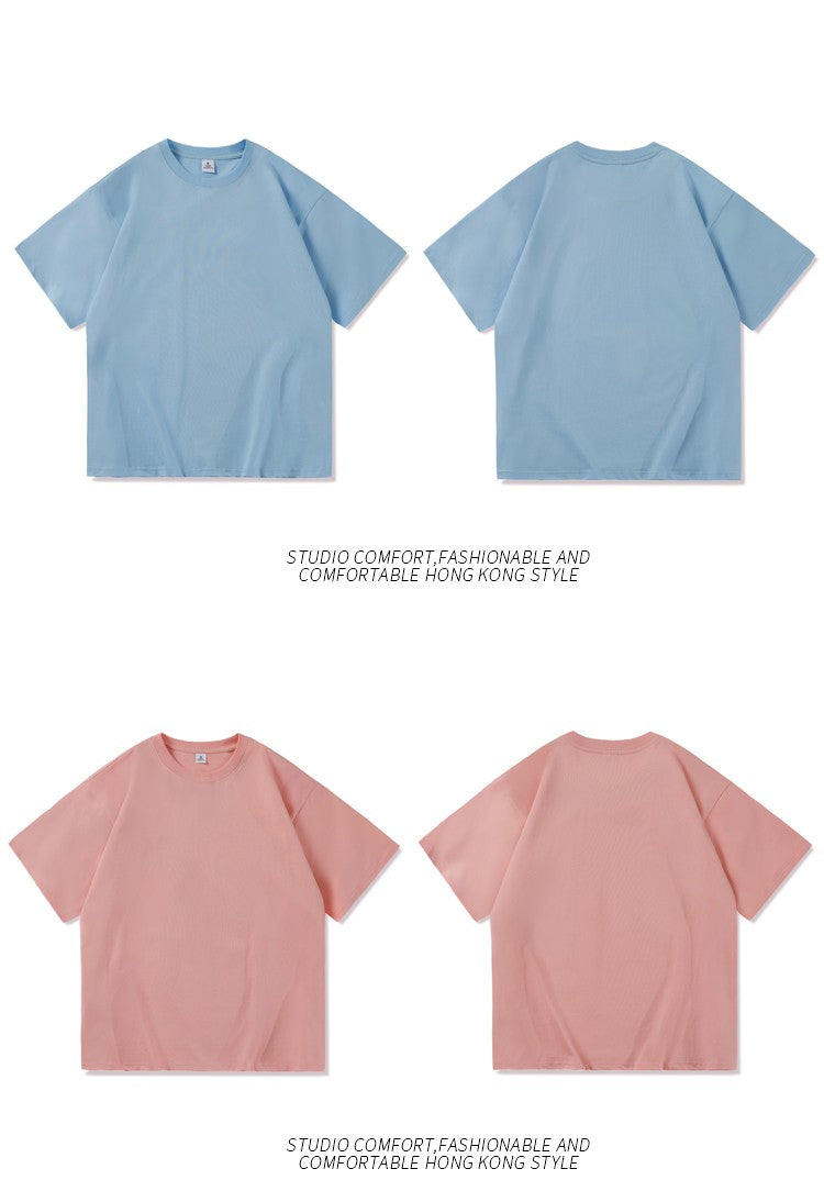 Novo verão masculino t camisa moda sólida básico solto hip hop manga curta ca