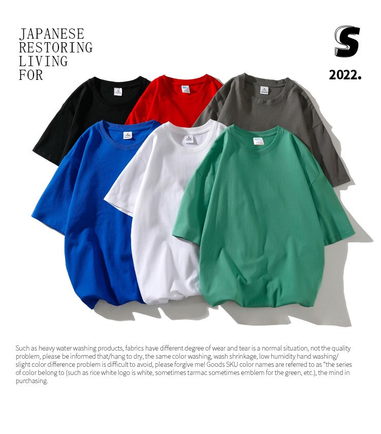 Novo verão masculino t camisa moda sólida básico solto hip hop manga curta ca