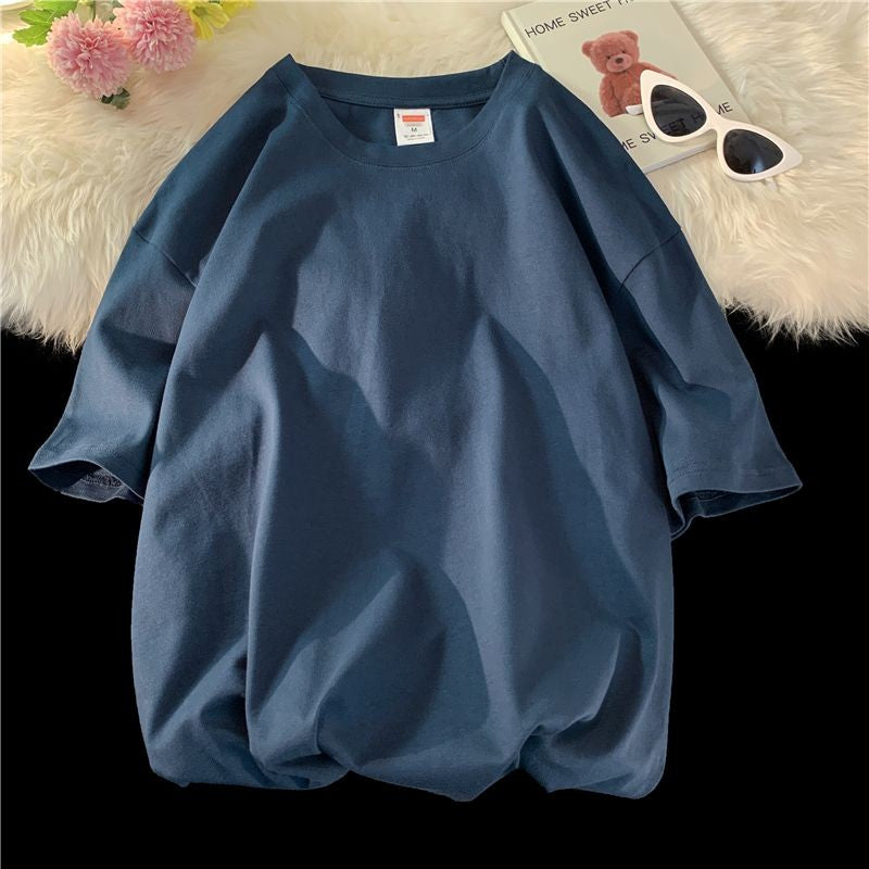 Novo verão masculino t camisa moda sólida básico solto hip hop manga curta ca