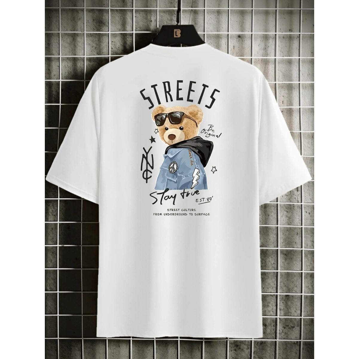 Camiseta masculina Street Bear algodão streetwear casual moda