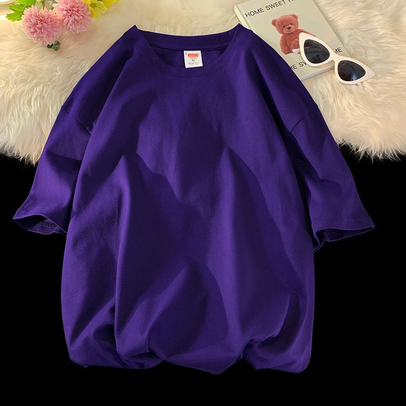 Novo verão masculino t camisa moda sólida básico solto hip hop manga curta ca