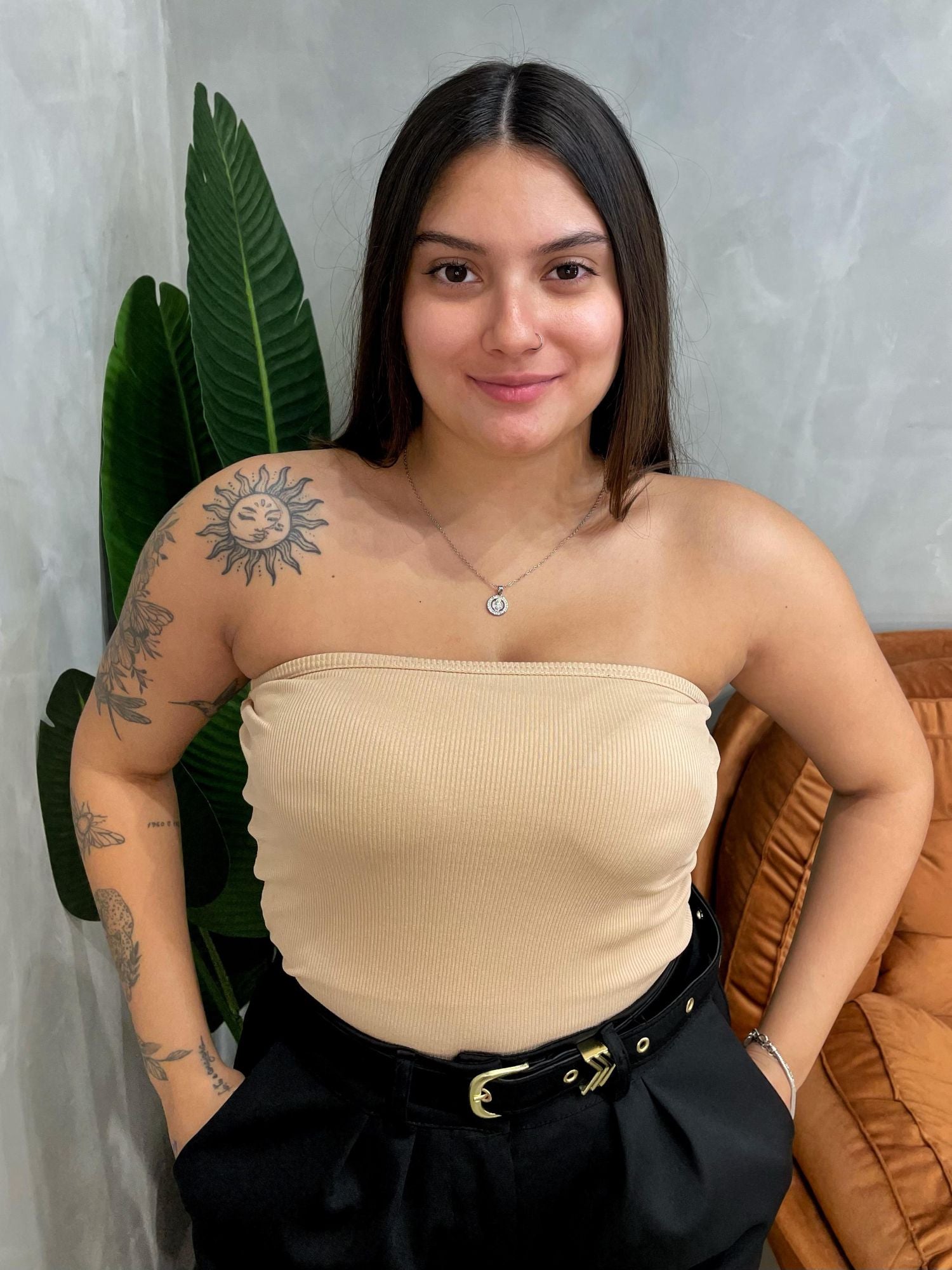 Blusa em Ribana Sem Alça com Bojo Lorraine