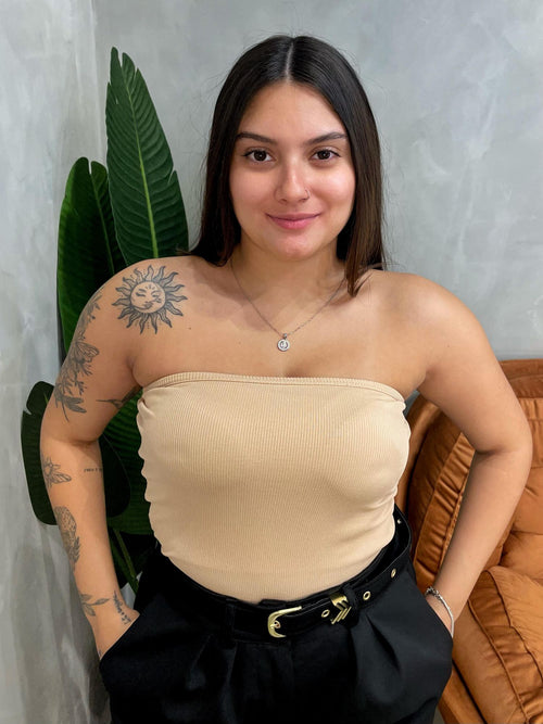 Blusa em Ribana Sem Alça com Bojo Lorraine