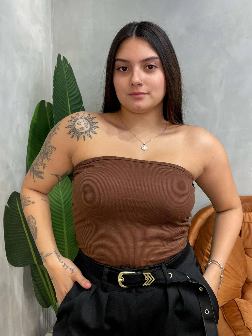 Blusa em Ribana Sem Alça com Bojo Lorraine